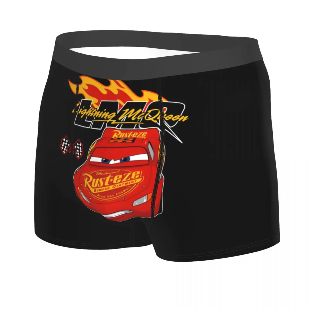 Custom Retro   Lightning McQueen Car Underwear Men Breathable Cartoon Boxer Briefs Shorts Panties Soft Underpants For Homme