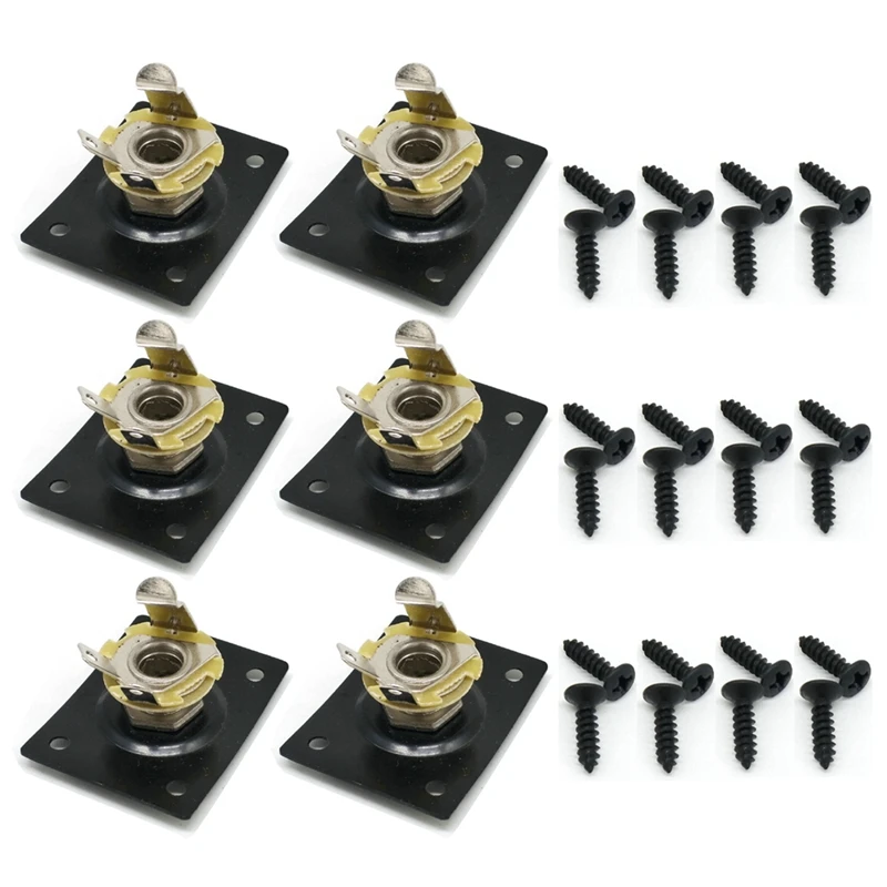 JEInput Jack carré, JEOutput Jack Plate, Bass Jack Socket, Electric JEPart Kit Black, 6Pcs