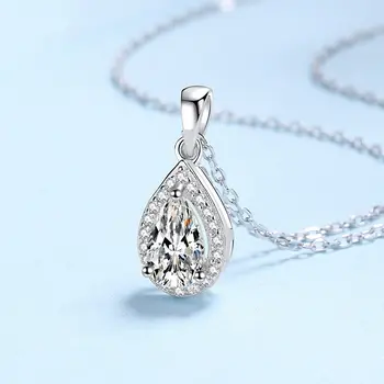 שרשראות זהב לבן 18 קראט לחתונה לנשים אירוסין תליון יהלום מויסניט בצבע D VVS1 1 קראט לתכשיטי יוקרה לחברה 6 best sales שרשרת זהב לבן 18 קראט - №3