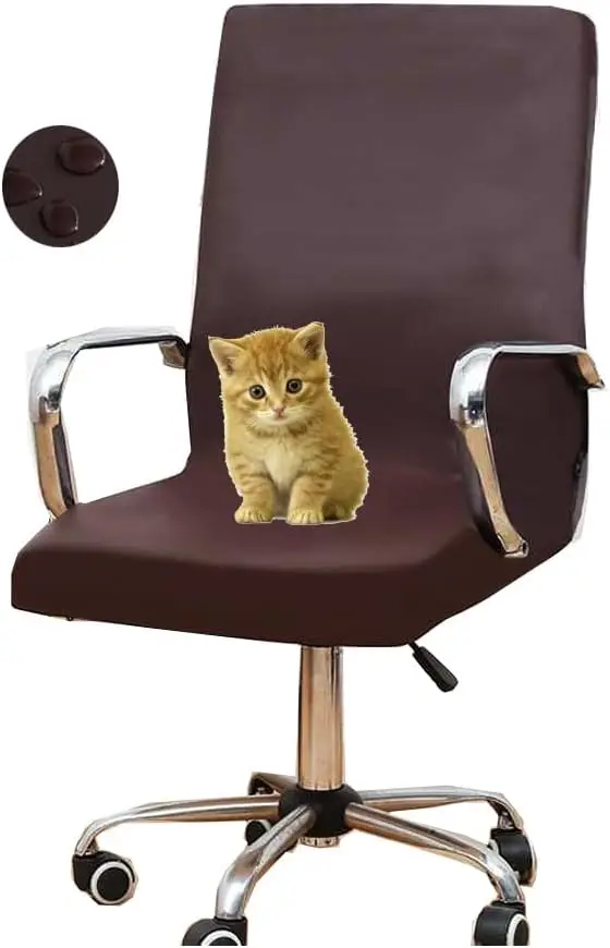 

Waterproof Office Chair Cover Stretch Desk Chair Covers Removable Computer Chair Slipcovers For Armchair (Coffee, L)