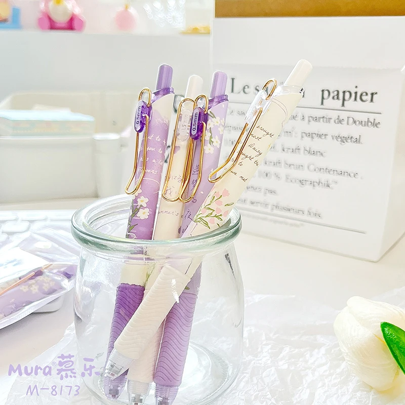 4Pcs/Set Daisy Series Gel Pen 0.5mm Cute Gel Ink Pen For Students High Quality Quick Drying Writting Pen School Office Supplies