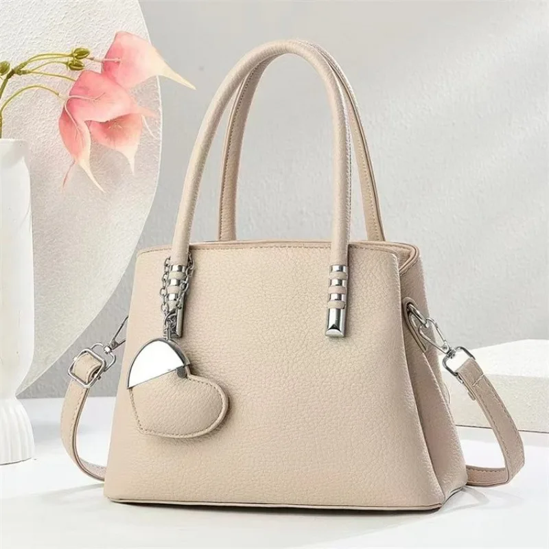 Fashionable Solid Color Diaper Bag, Minimalist Designer Paris Leather Shopper, Elegant Large Capacity Vintage