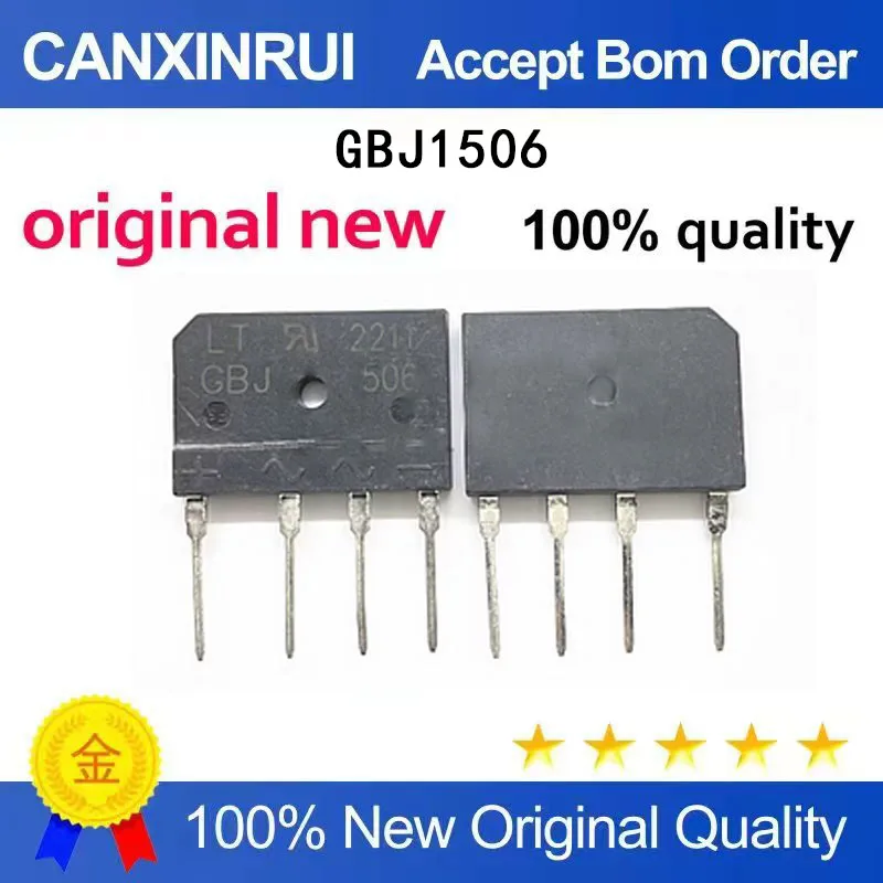 (5-100 Pieces)GBJ1506 rectifier bridge 15A600V electromagnetic furnace bridge stack ZIP-4 brand new in stock