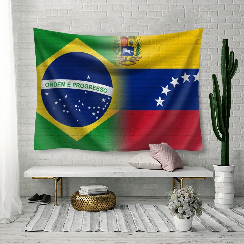 Flag of the United States and Brazil Tapestry Wall Hanging Beach Towel Tapesty Polyester Blanket 200X150cm Room Decor Boho Large