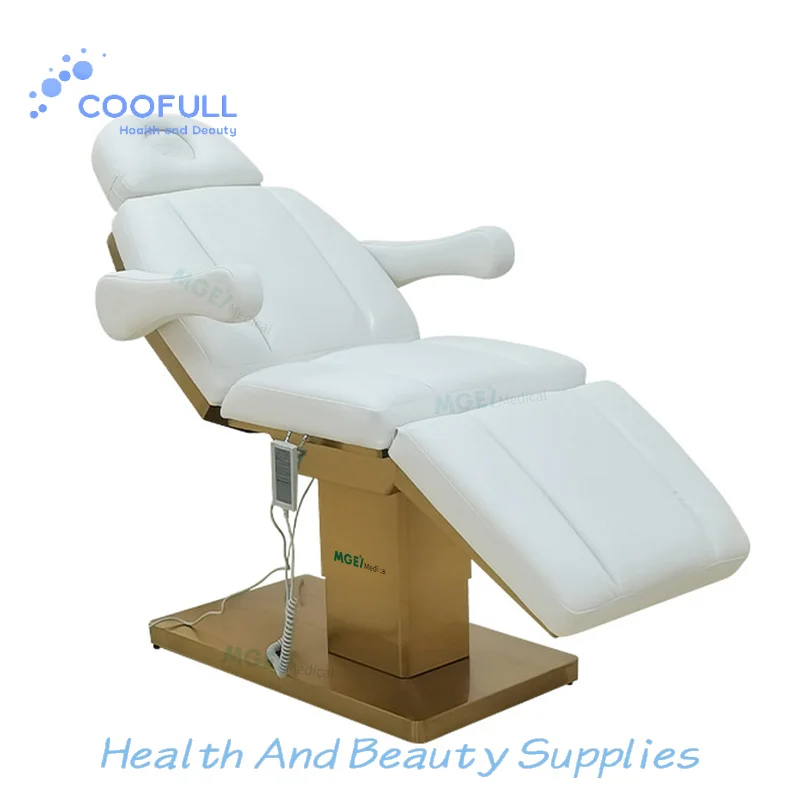 Coofull Simple Comfortable Durable Electric Facial Massage Bed Salon Furniture Stainless Steel Frame  Leather Hotel Living Room