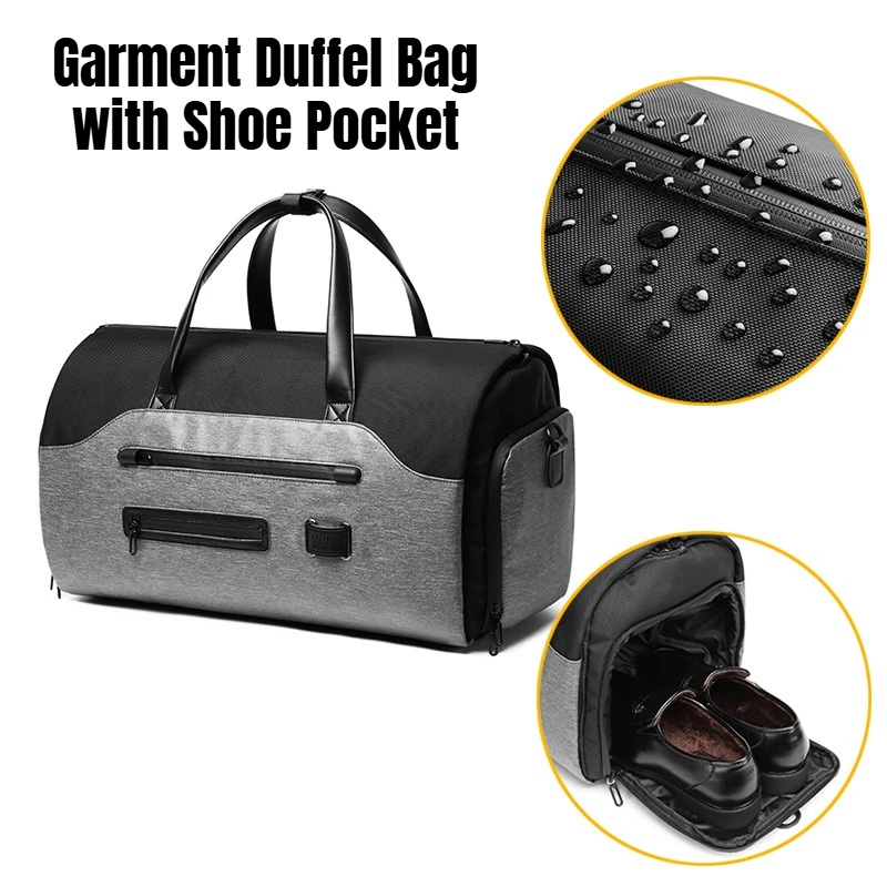Men's Large Capacity Waterproof Travel Duffel Garment Bag with Shoe Pocket Multifunction Suit Storage Handbag for Business Trip