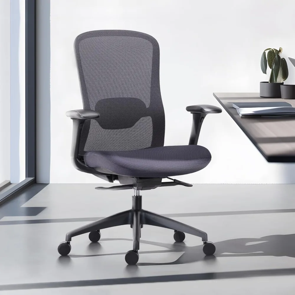 

Ergonomic Mesh Office Chair, Mid Back Computer Executive Desk Chair with 4D Armrests, Slide Seat, Tilt Lock and Lumbar Support