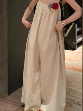 

Комплект Le Rouge: Свободный хлопковый льняной костюм-двойка с широкими брюками и жилетом для многослойного ношения, летний модный женский комплект