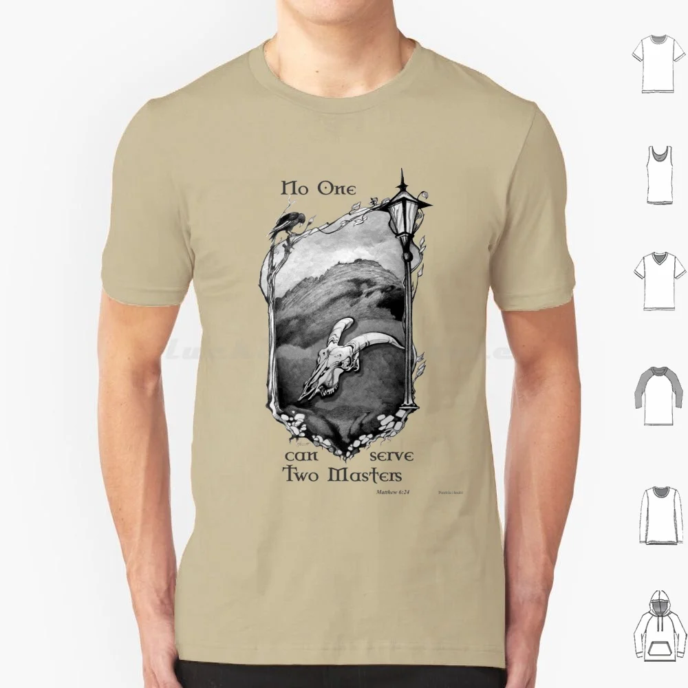 No One Can Serve Two Masters T Shirt 6xl Cotton Cool Tee Serve Masters Two Masters God Mammon Jesus Scripture Matthew 6 24 No