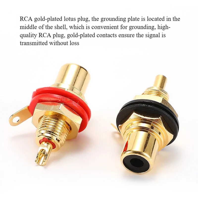1-20PCS REAN NYS367 RCA Female Panel Mount Socket, Gold Plated Contacts, Red Black White Color Ring
