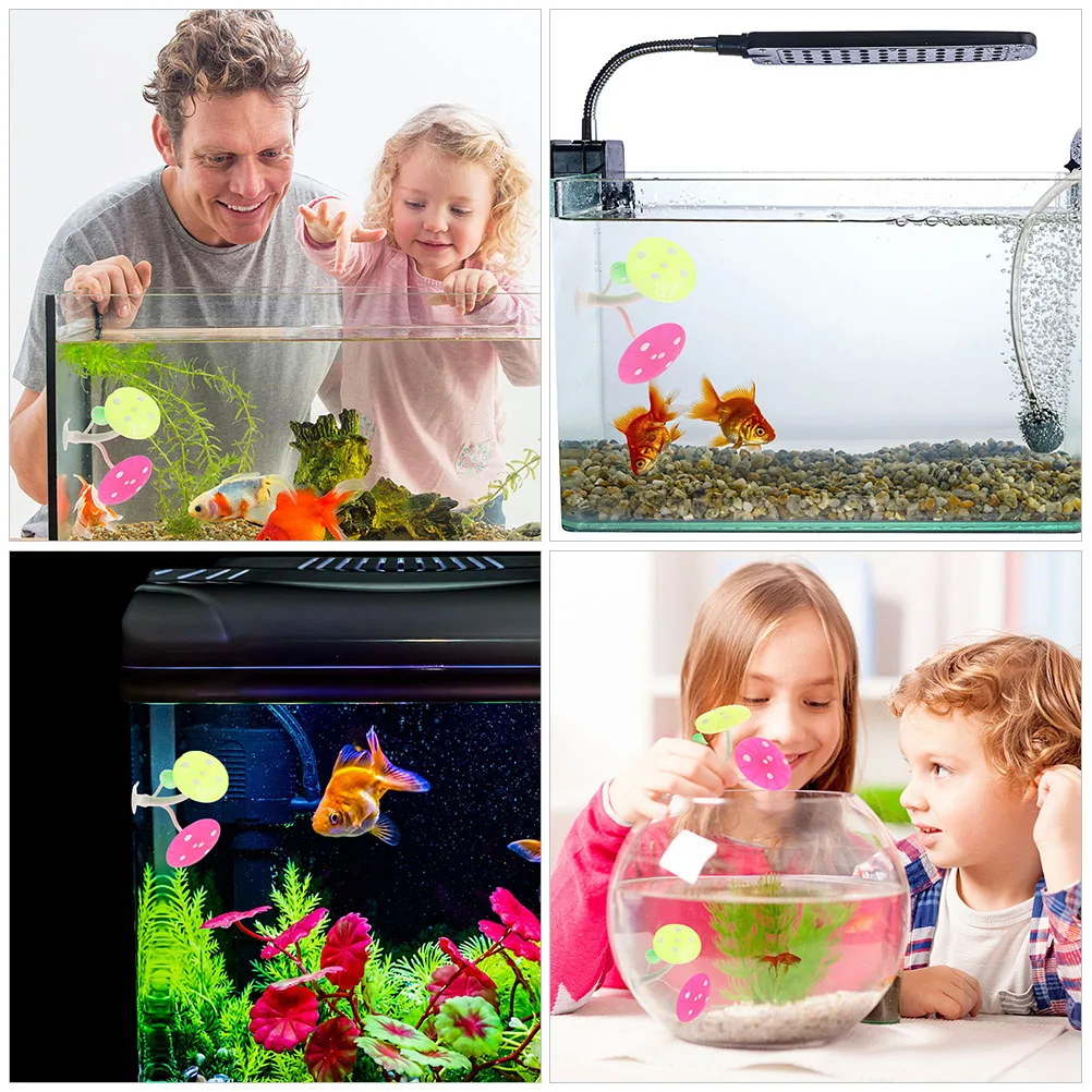 

2 Pcs Aquarium Rest Bed Betta Fish Mushroom Resting Leaf Accessory Place Silica Gel Silicone Mushrooms