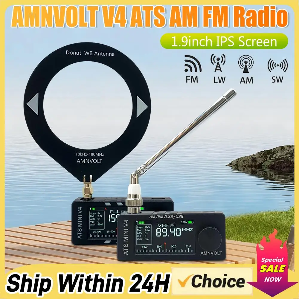 

Приемник V4 AMNVOLT ATS Mini SI4732 для всех диапазонов частот с поддержкой AM/FM/SSB/LSB/USB, встроенный усилитель для наушников Hi-Z для радиолюбителей
