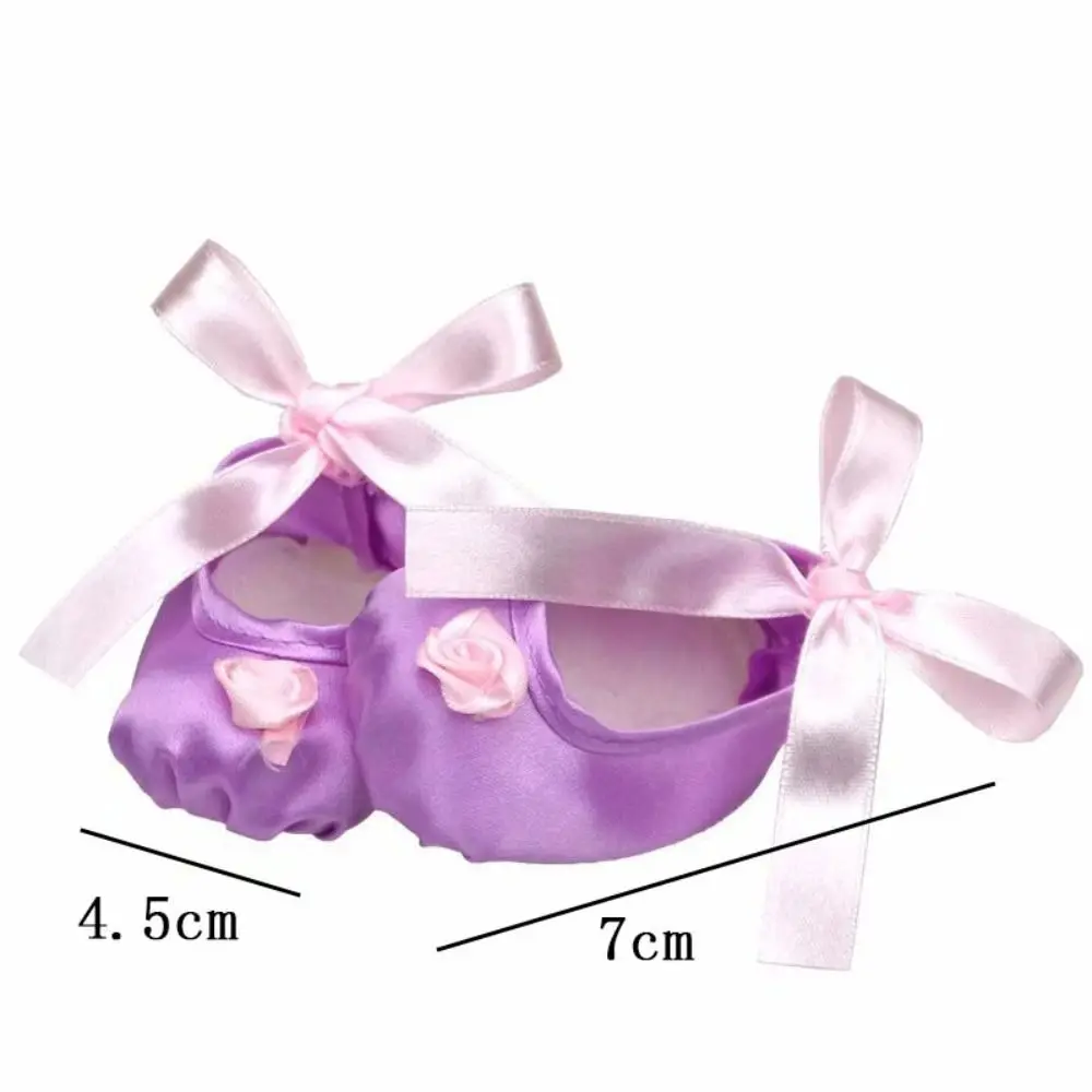 1 Pair Cloth Bow Doll Shoes Low Top Bowknot Mini Ballet Shoe Handmade Tie Up Doll Mini Shoes Dollhouse Miniature