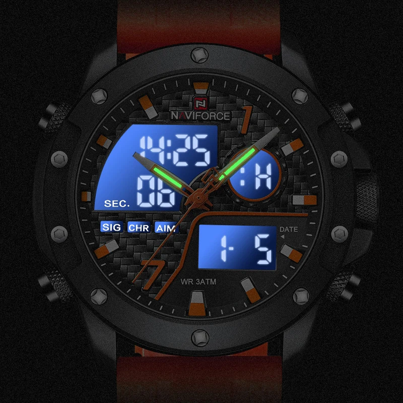 New NAVIFORCE Electronic Watches Men Dual Display Waterproof Clock TPU Strap Luminous Business Man Wristwatch Relogio Masculino