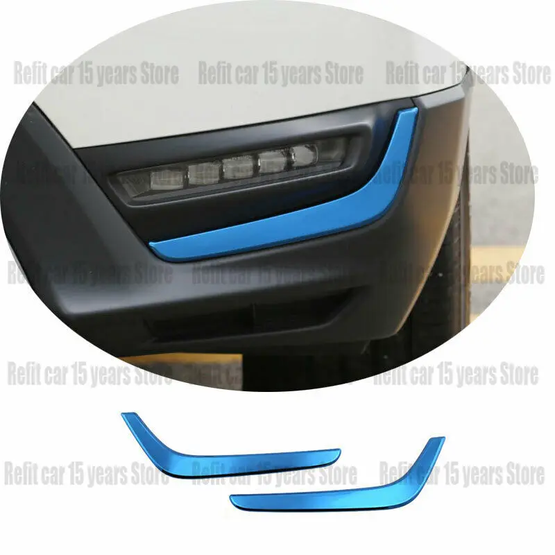 For HONDA CR-V CRV 2017 2018 2019 Blue Titanium Front Fog Light Lamp Strip Trim 2PCS