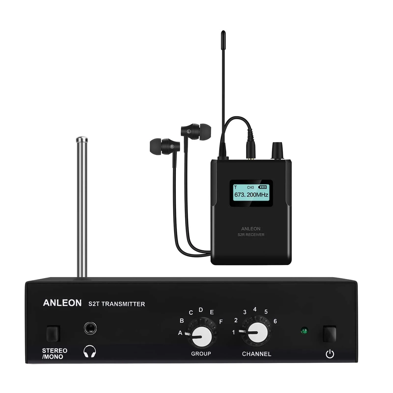 ANLEON S2R 863-865Mhz Receiver Wireless Monitor System Stage Monitor Receiver Clear Sound Wireless Monitor with Earphones