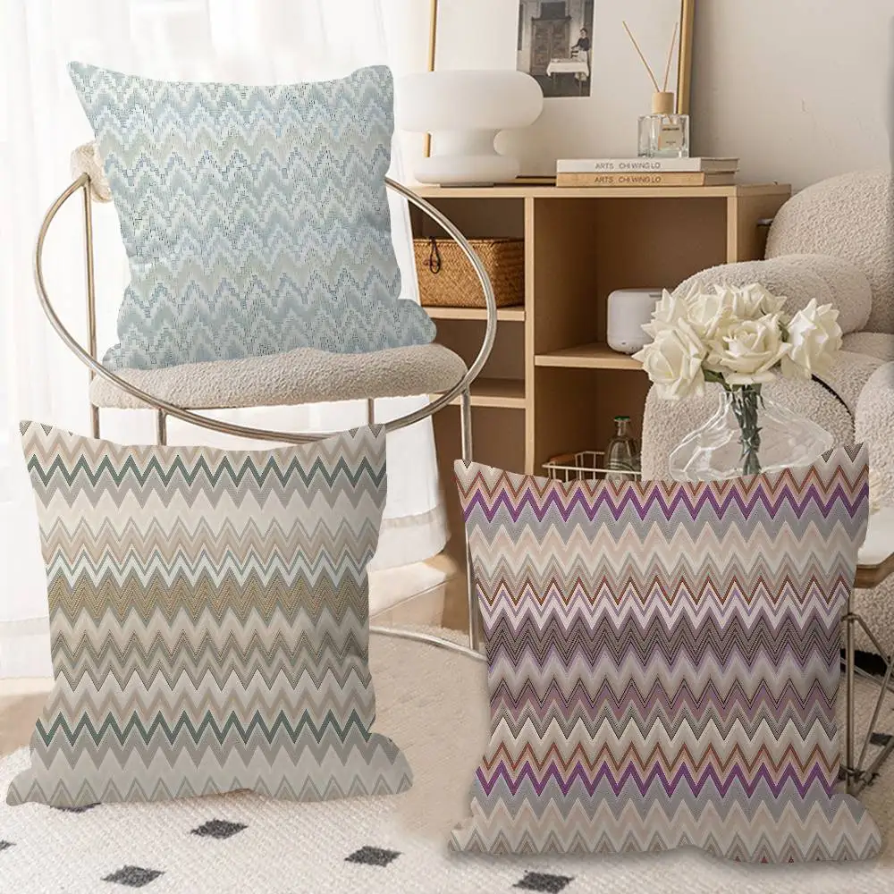 Geometric Zig Zag Wave Pillow Gift Home Office Decoration Pillow Bedroom Sofa Car Cushion CoverPillow Case
