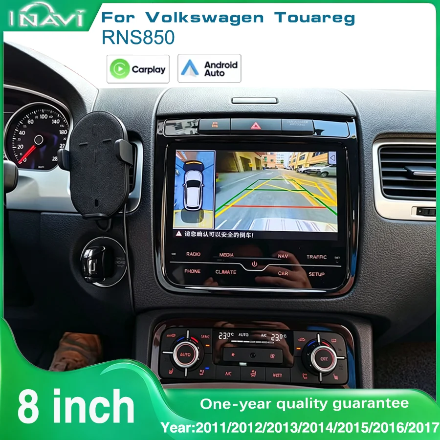 For 2011-2017 Volkswagen Touareg RNS850 Radio CarPlay Android 13 Screen Multimedia Player Full Touch Retains OEM Menu