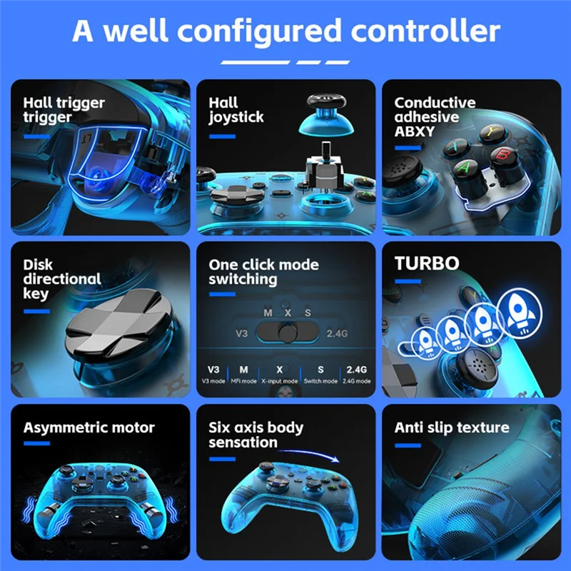 【ABUP】untuk Nintendo Switch1/2 Pengendali G6 Gamepad Bluetooth Nirkabel Aula Ganda untuk Joystick Kontrol Konsol Switch Pro