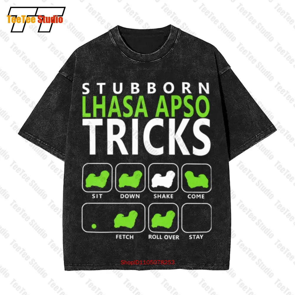 Lhasa Apso Tricks Teemoso Sit Down Shake Come Fetch Vintage Camiseta de gran tamaño 1UV4