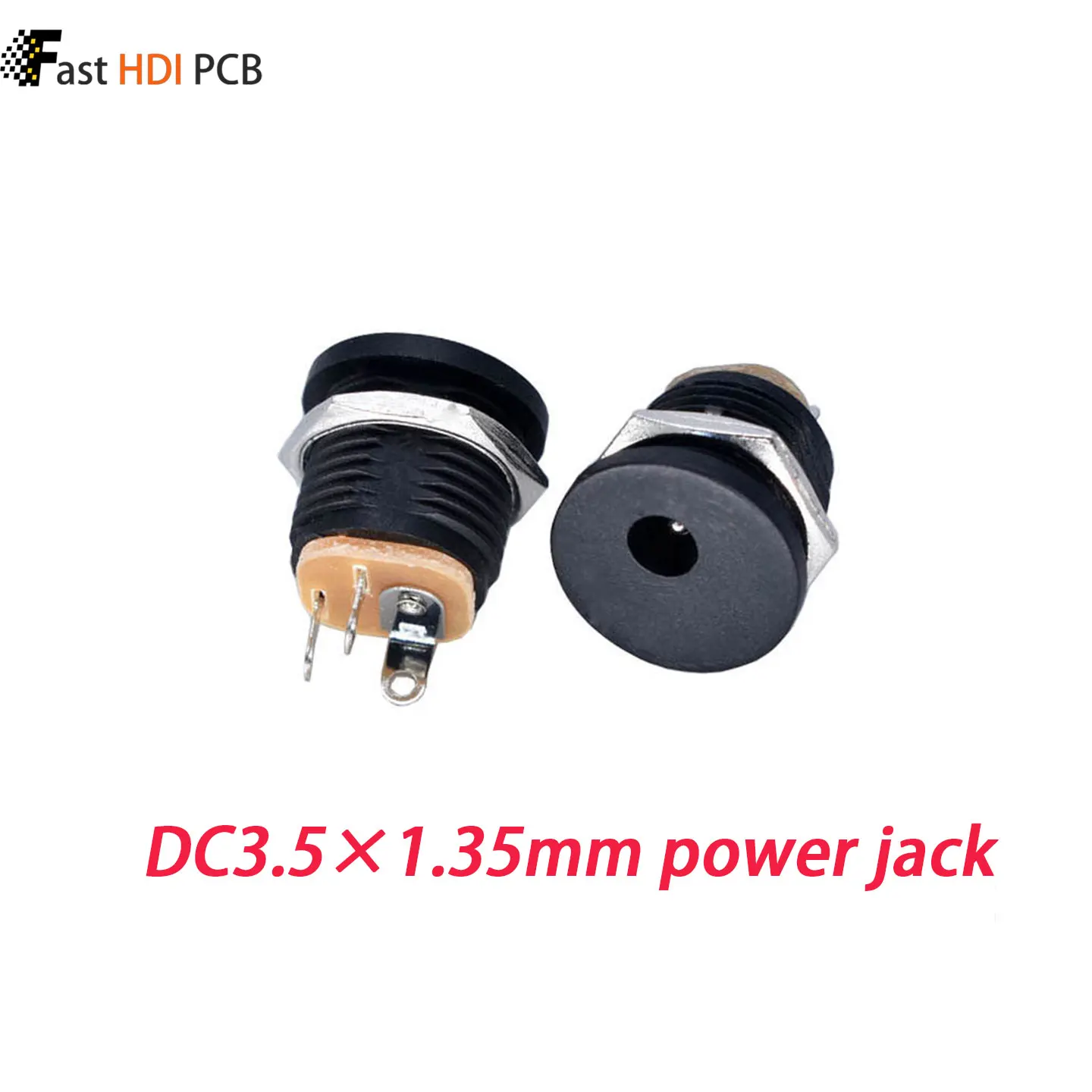 DC Power Jack 3.5x1.3mm Female Socket with Threaded Nut 11.5mm Panel Mount for Charger Small Electronics Router Solder Type