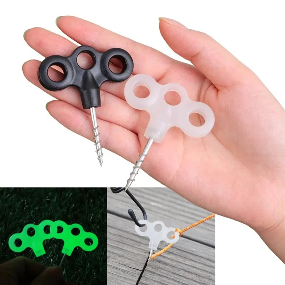 4/6Pcs Tent Nails Screw Hooks, Rope Buckles, Hiking Camping, Luminous Travel Outdoor Gear Tent Accessories Fasteners Accessories