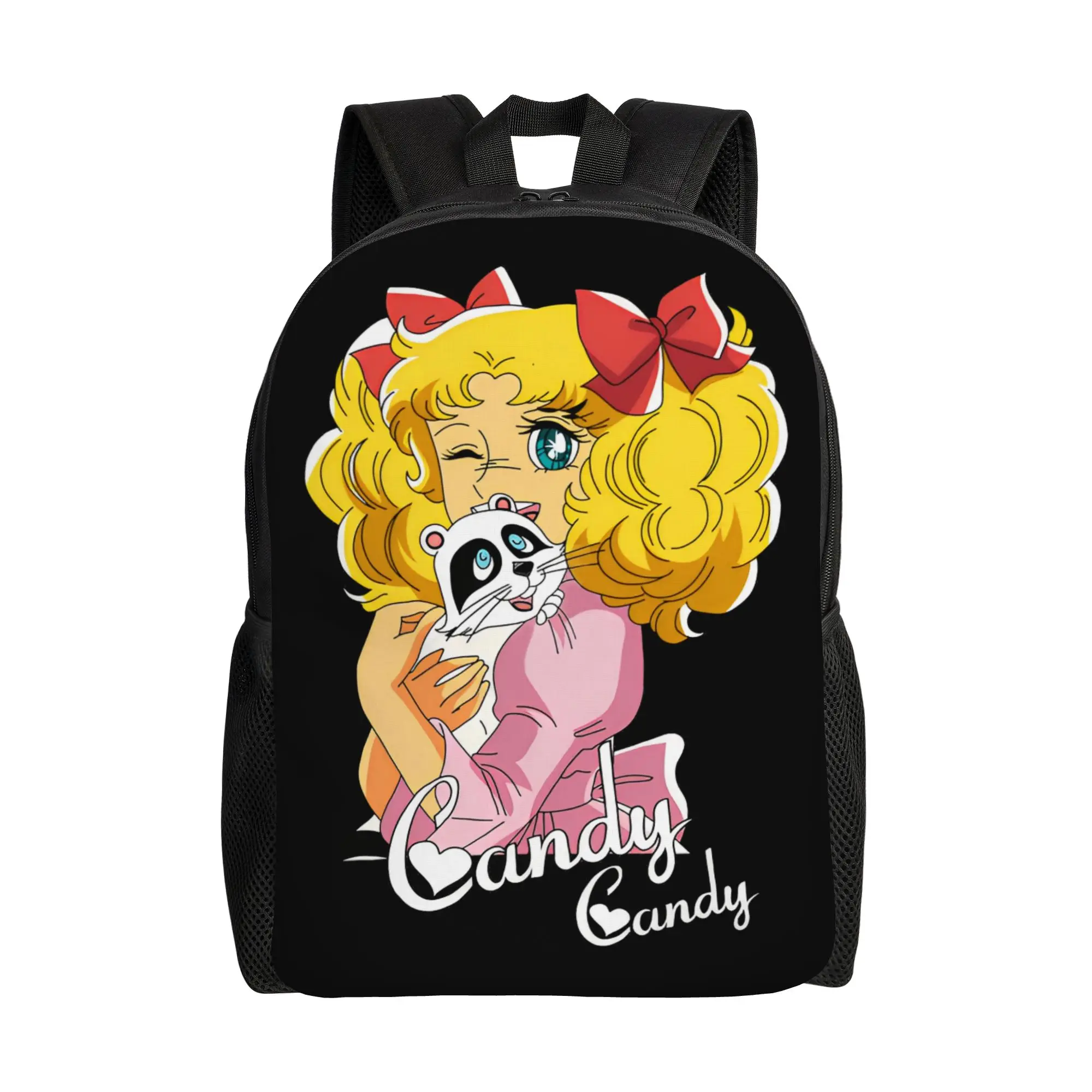 

Стильный рюкзак Candy Candy Raccoon, прочный студенческий рюкзак для работы, японский аниме-манга-рюкзак для мужчин и женщин, сумка через плечо для ноутбука