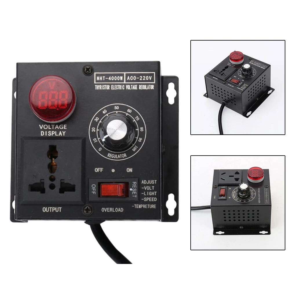 1x regulador de voltaje velocidad temperatura luz voltaje AC 220V 4000W atenuador ajustable compacto controlador de voltaje Variable piezas