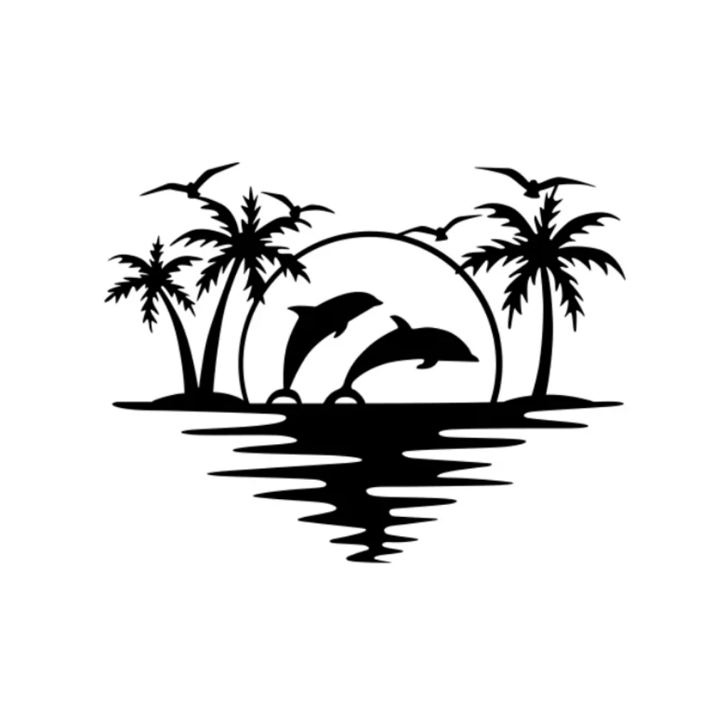 

Ocean Camping Design Vinyl Car Sticker Waterproof UV Resistant for RV SUV Window Bumper Universal Fit Coastal Adventure
