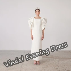 Vindal Evening Dress Ankle Length Square Neckline  Mermaid Elegant Built-in Bra Crepe Saudi Arabia Short Sleeves For Woman 2024