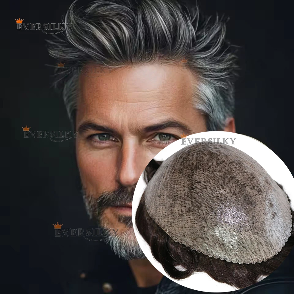 

1b40 1b20 1B80 Белый Серый Черный Прочный инъекционный парик из искусственной кожи на основе человеческих волос для мужчин Система капиллярных протезов Натуральная линия волос