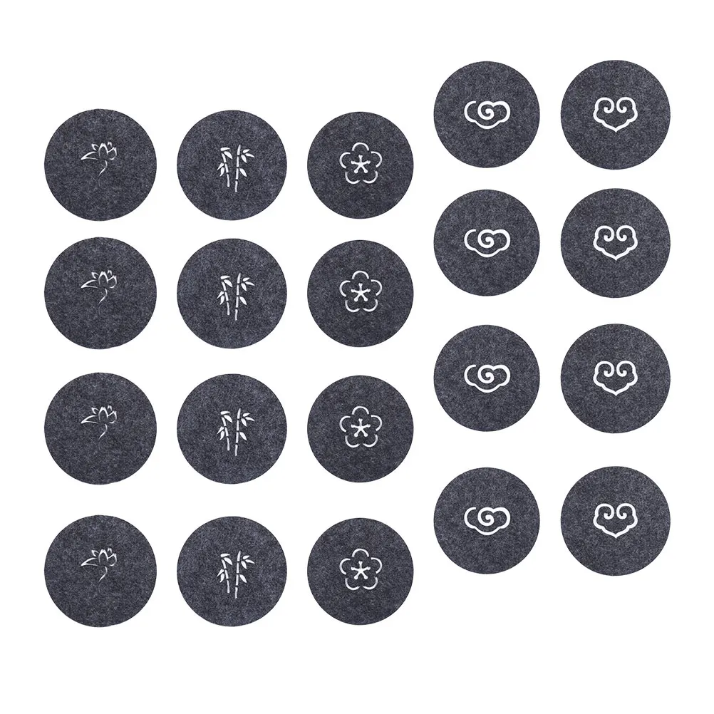 

20 pcs Drink Coasterfelt Water-Absorb Skidproof Pad Hollow Design Anti Slip Mat Table Protection Home Office Use Grey Horn Lotus