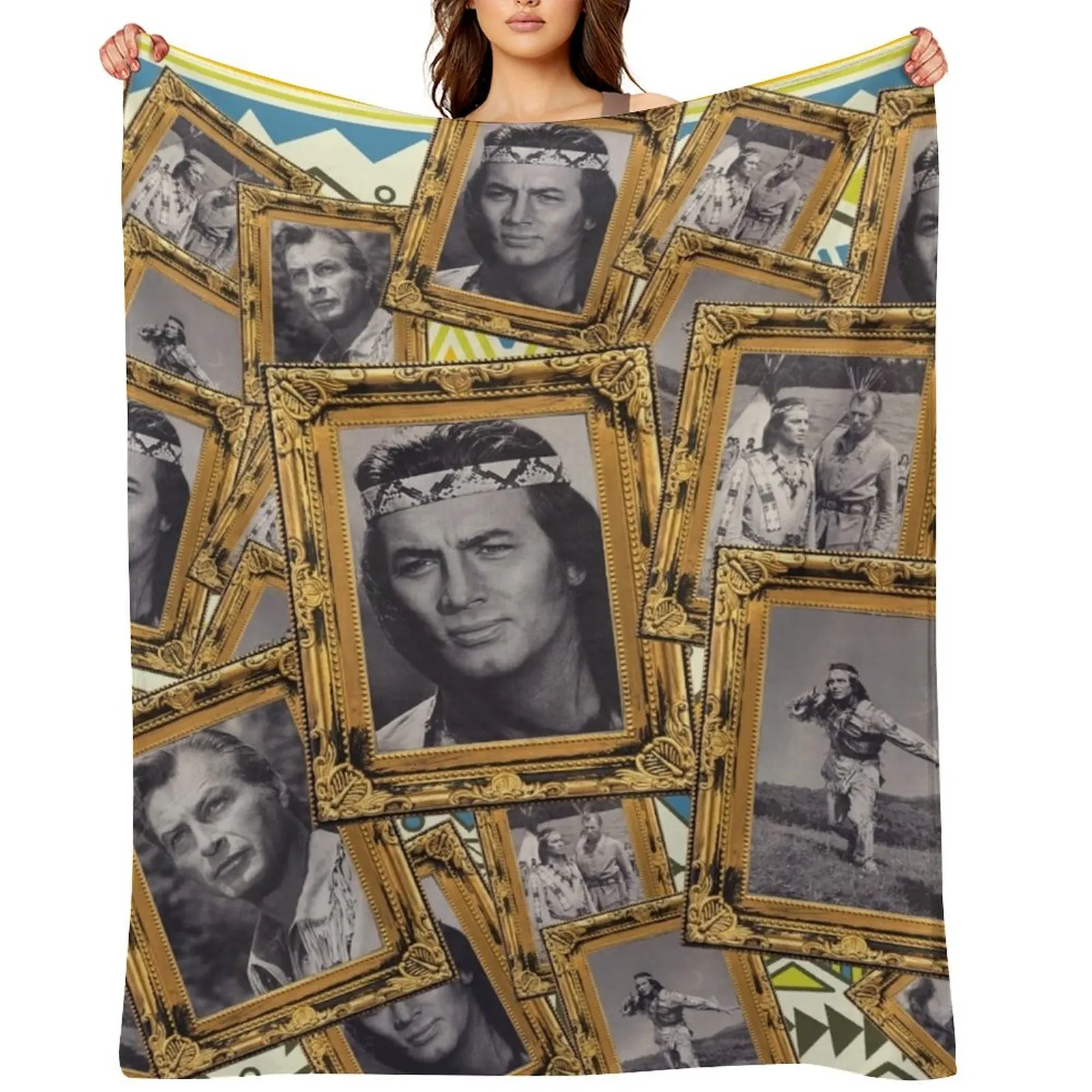 

Blood Brothers Winnetou and Old Shatterhand, Karl May Film Throw Blanket Warm Vintage Moving Hairy Blankets