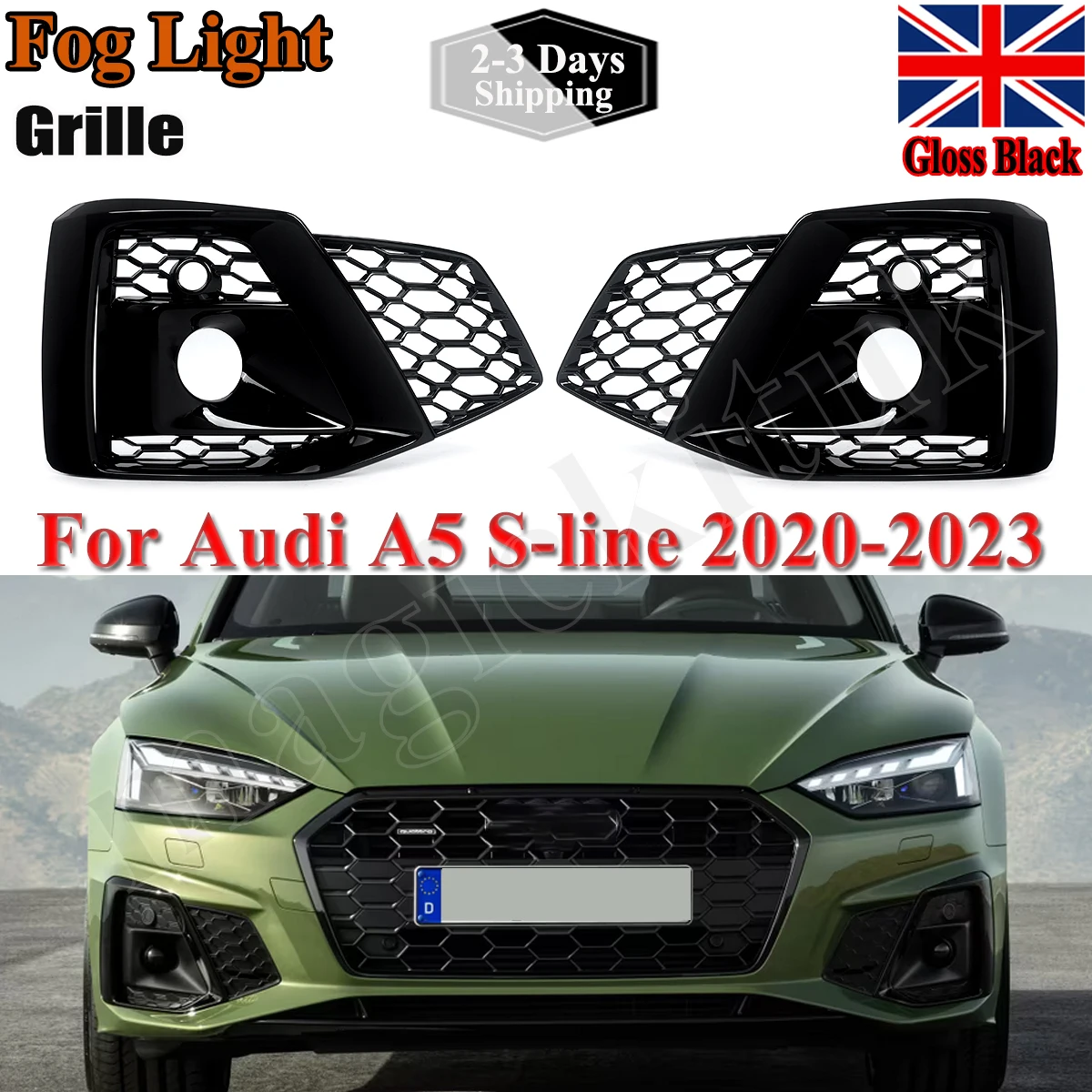 Paraurti anteriore Fendinebbia Griglie Per Audi A5 S5 S Line Coupe Sportback Cabriolet Auto Fendinebbia Copertura Griglie 2020 2021 2022 203