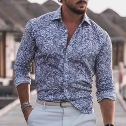 Vintage Shirt For Men 3d Flower Print Long Sleeve Male Shirts Lapel Button Female Clothing Casual Fashion Tops Oversized Tshirt