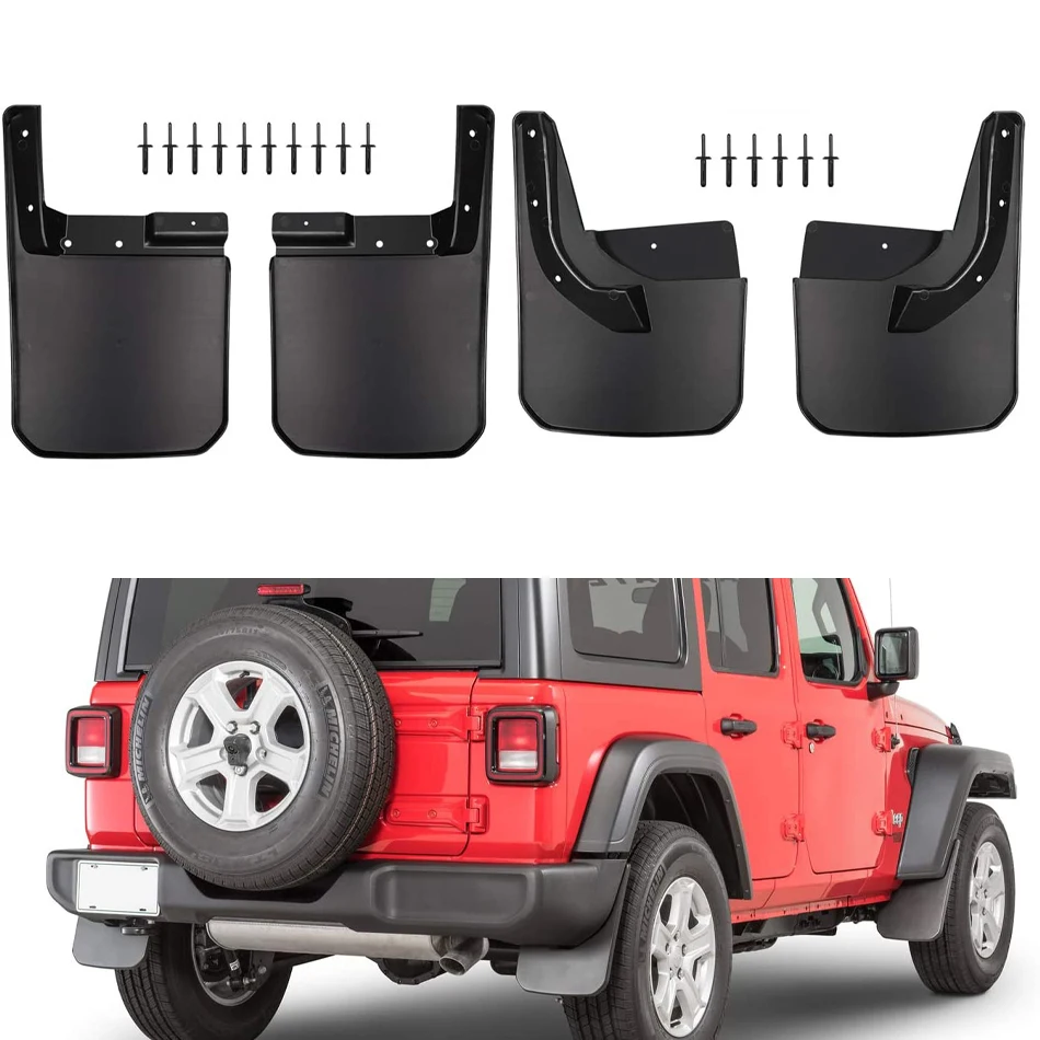 

TML Front and Rear Splash Guards Fender Flares Mud Flaps Replace 82215333 82215332AB for 2018 2019 Jeep Wrangler JL