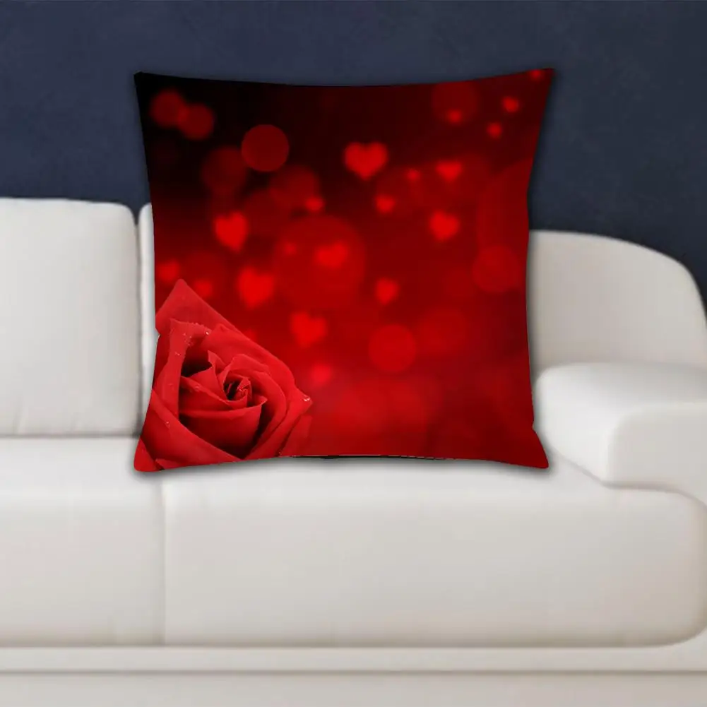 Sturdy Pillowslip Romantic Not Fading Red Red Rose Flower Printed Pillowcase