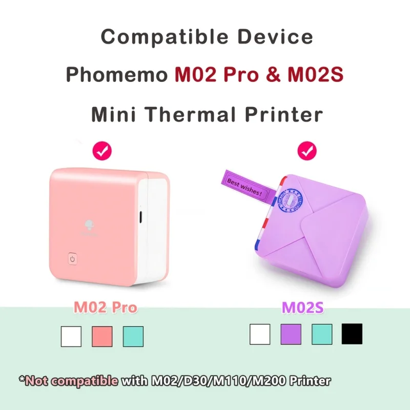 Phomemo-rollo de pegatinas térmicas adhesivas M02Pro para niños, papel de etiquetas de bricolaje para impresora Phomemo M02S M02 Pro, papel de foto