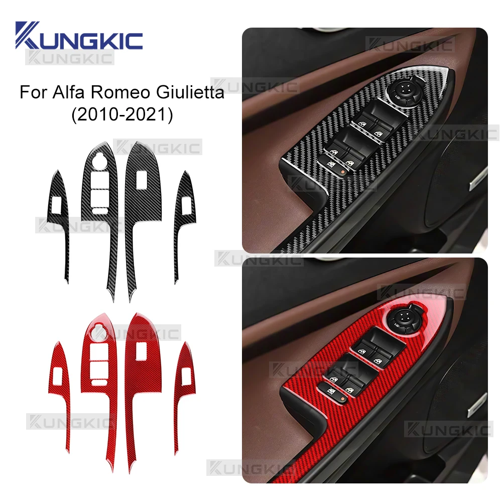 Real Soft Carbon Fiber Sticker For Alfa Romeo Giulietta 940 2010 2011 2012 2013 2014 2015 2016-2021 Car Window Lift Switch Panel