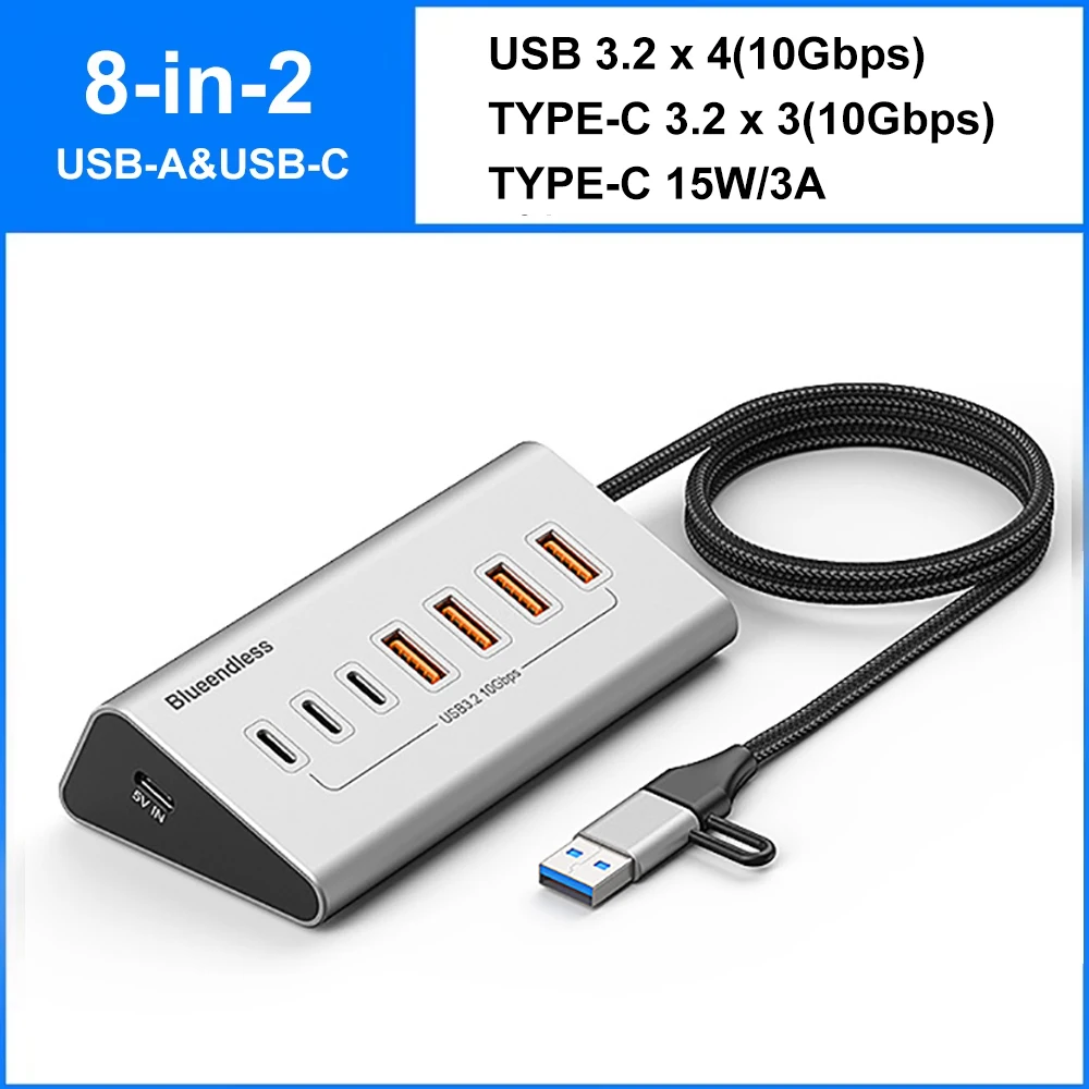 Docking station USB 3.2 da 10 Gbps Hub USB tipo C Splter con lettore di schede Swch multi 8/9 porte in lega di alluminio per PC portatile 7 Docking station USB 3.2 da 10 Gbps Hub USB tipo C Splter con lettore di schede Swch multi 8/9 porte in lega di alluminio per PC portatile 7