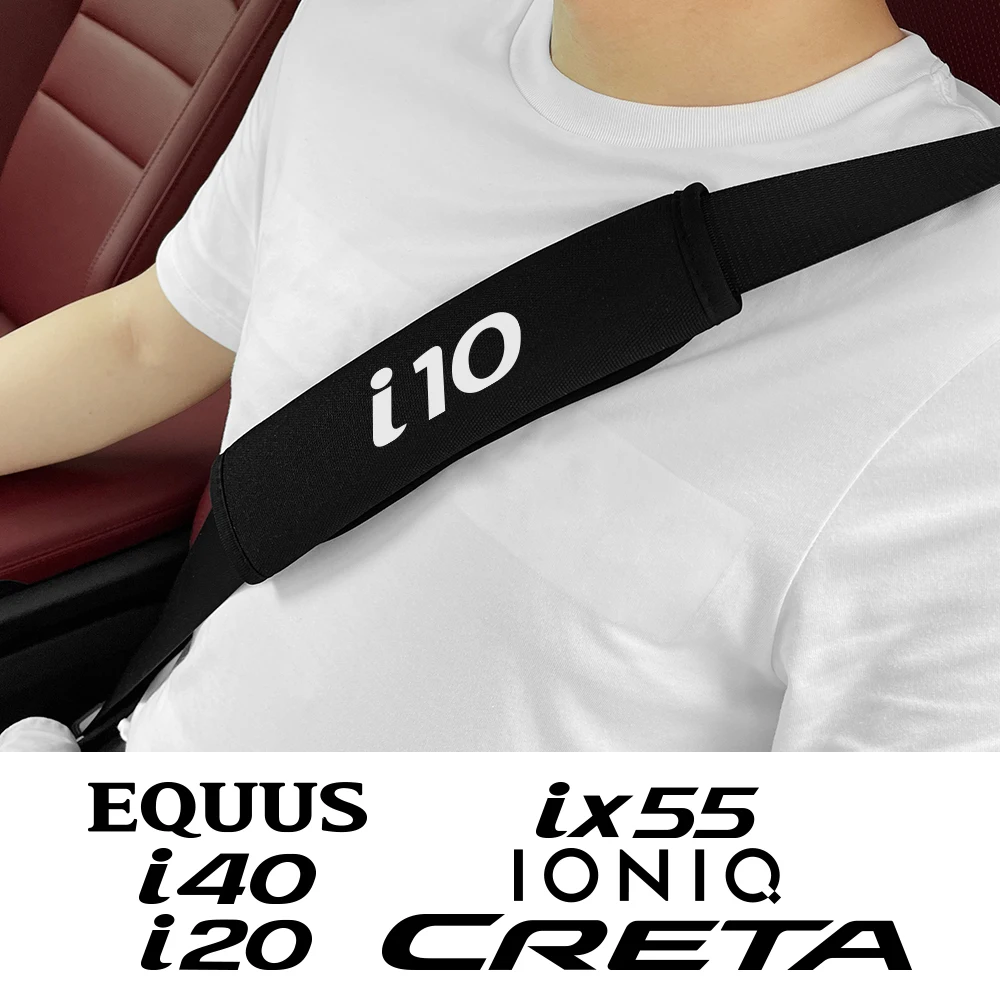 For Hyundai I40 Creta I20 I10 Ioniq Equus 2Pcs Auto Seat Belt Cover Breathable Safety Strap Shoulder Auto Interior Accessories