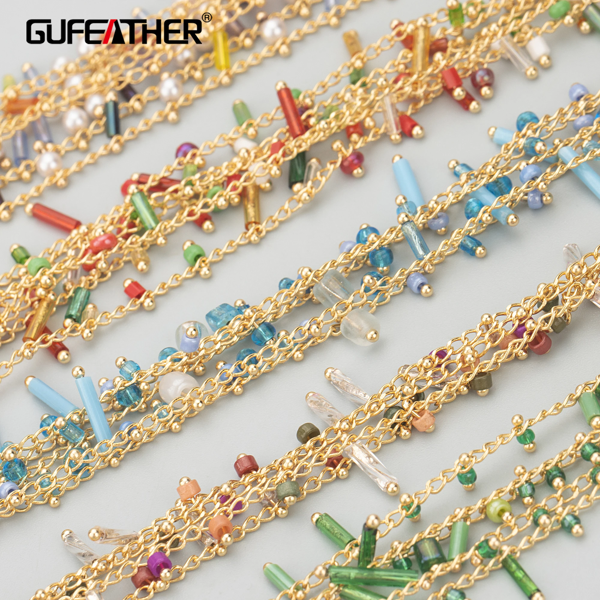 

GUFEATHER C333,chain,18k gold plated,copper,natural beads,nickel free,hand made,diy bracelet necklace,jewelry making,1m/lot