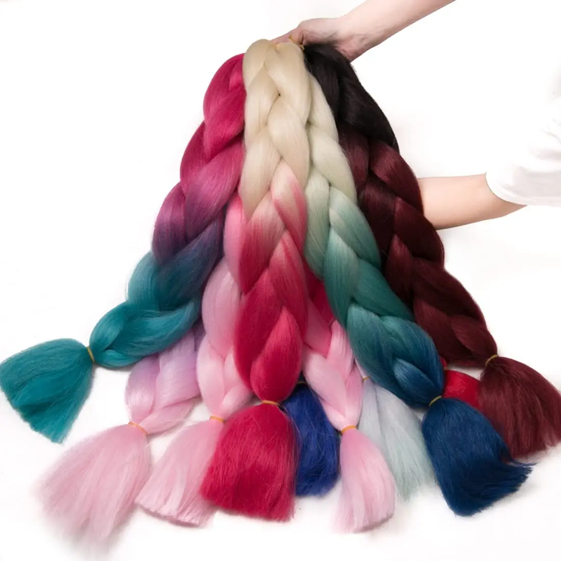 Kanekalon sintético trança cabelo extensões para mulheres, Ombre trança para Twist Crochet tranças