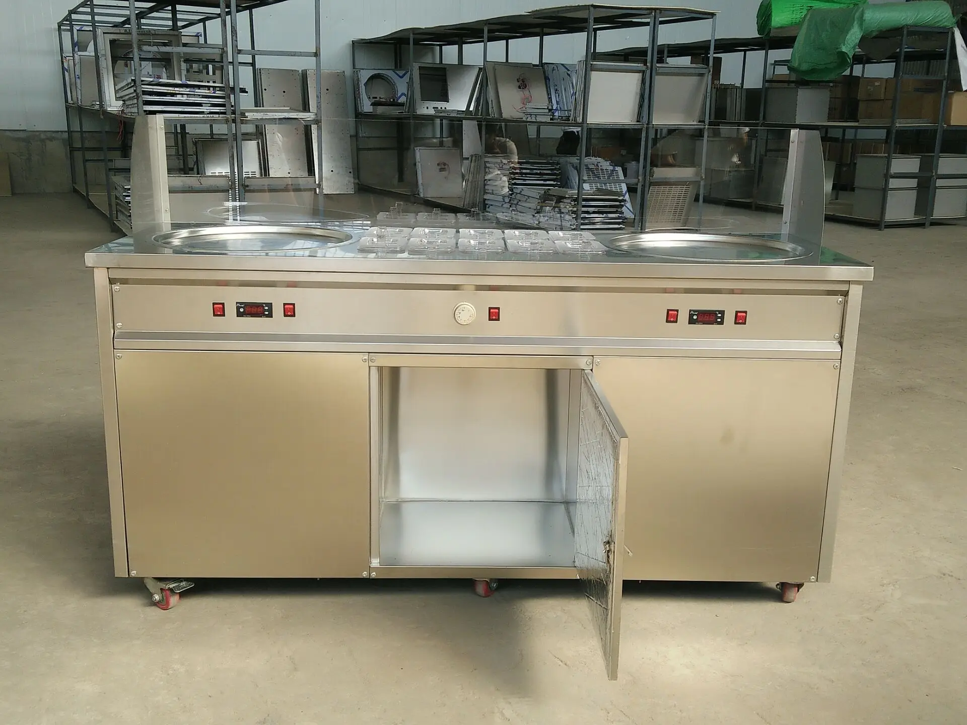 Square Frying Ice Cream Machine / Single Frying Ice Cream Roll Machine