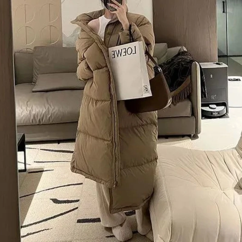 

2025 New Winter Warmth Essential Vintage Warm Versatile High-end Loose-fitting Long Down Cotton Coat Outerwear Overcoat