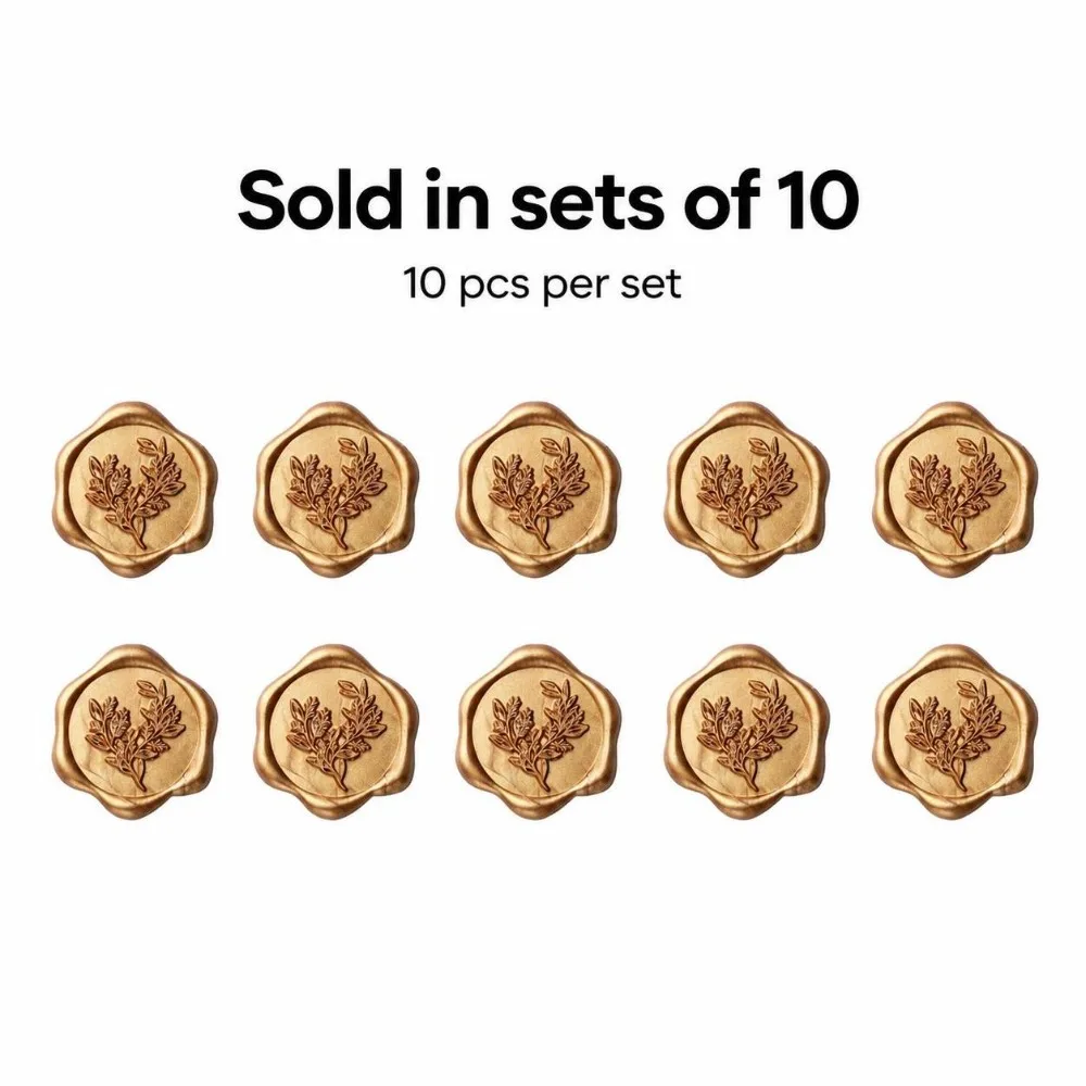 10pcs Eucalyptus Leaf Pattern Wax Seal Stickers Self-Adhesive Elegant Wax Stamp Stickers Vintage Style Envelope Seal Stickers
