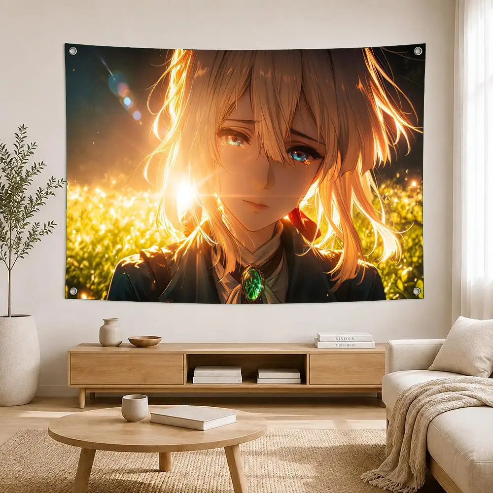 Anime V-Violet Evergarden Flags Flags For Bedrooms Outdoor Decors Home Decor Items Tapestry Barber Shop Advertising