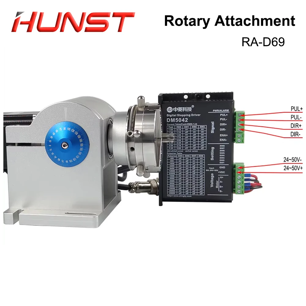 Parti rotanti dell\'anello di marcatura laser a fibra Hunst con piano di lavoro del driver Diametro 3-91 mm Attacco rotante per incisione laser D69