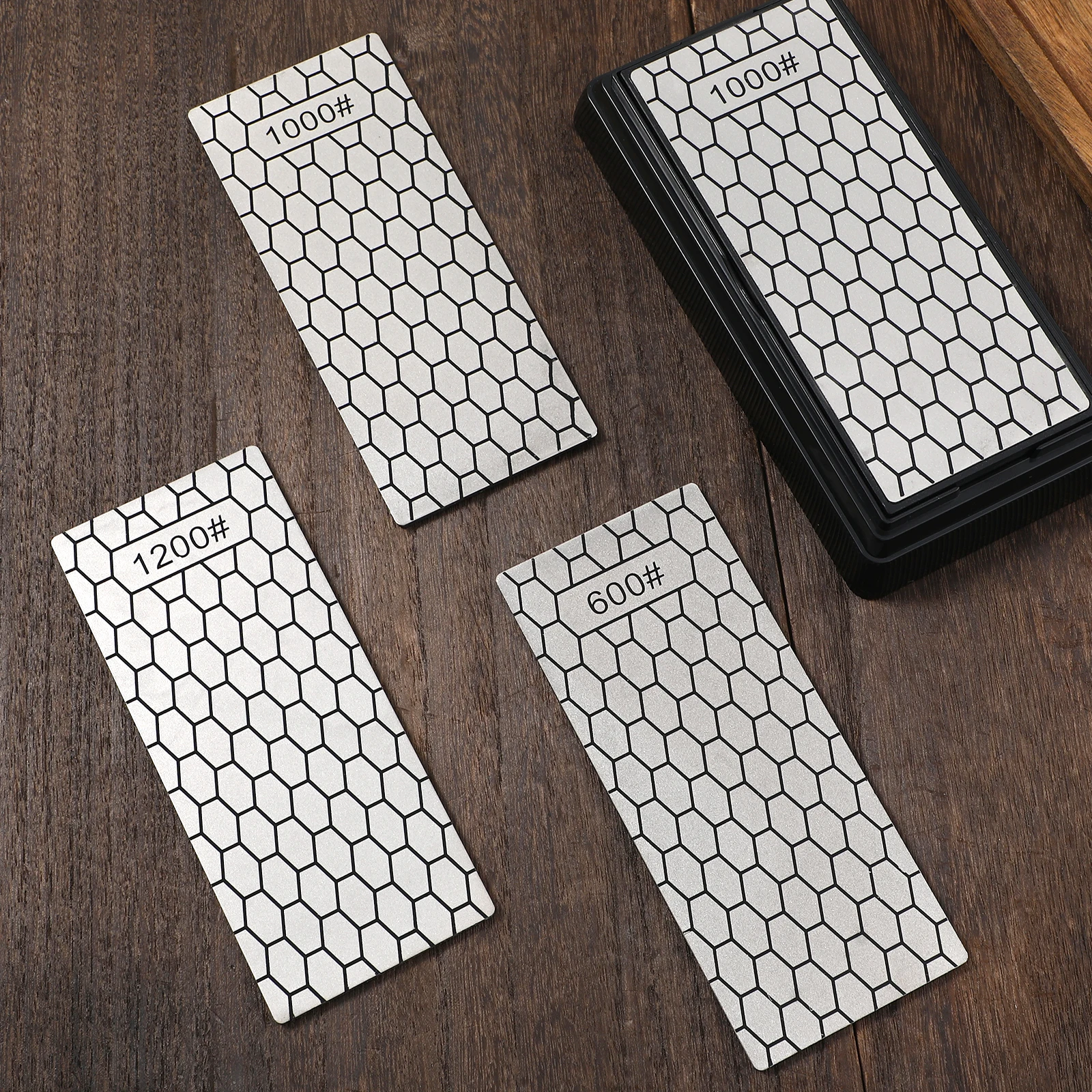 

3 pcs Diamond Sharpening Stone Sturdy Wear-Resistant Knife Sharpener Tool Anti-Slip Design for Kitchen Cutlery Scissors Desktop