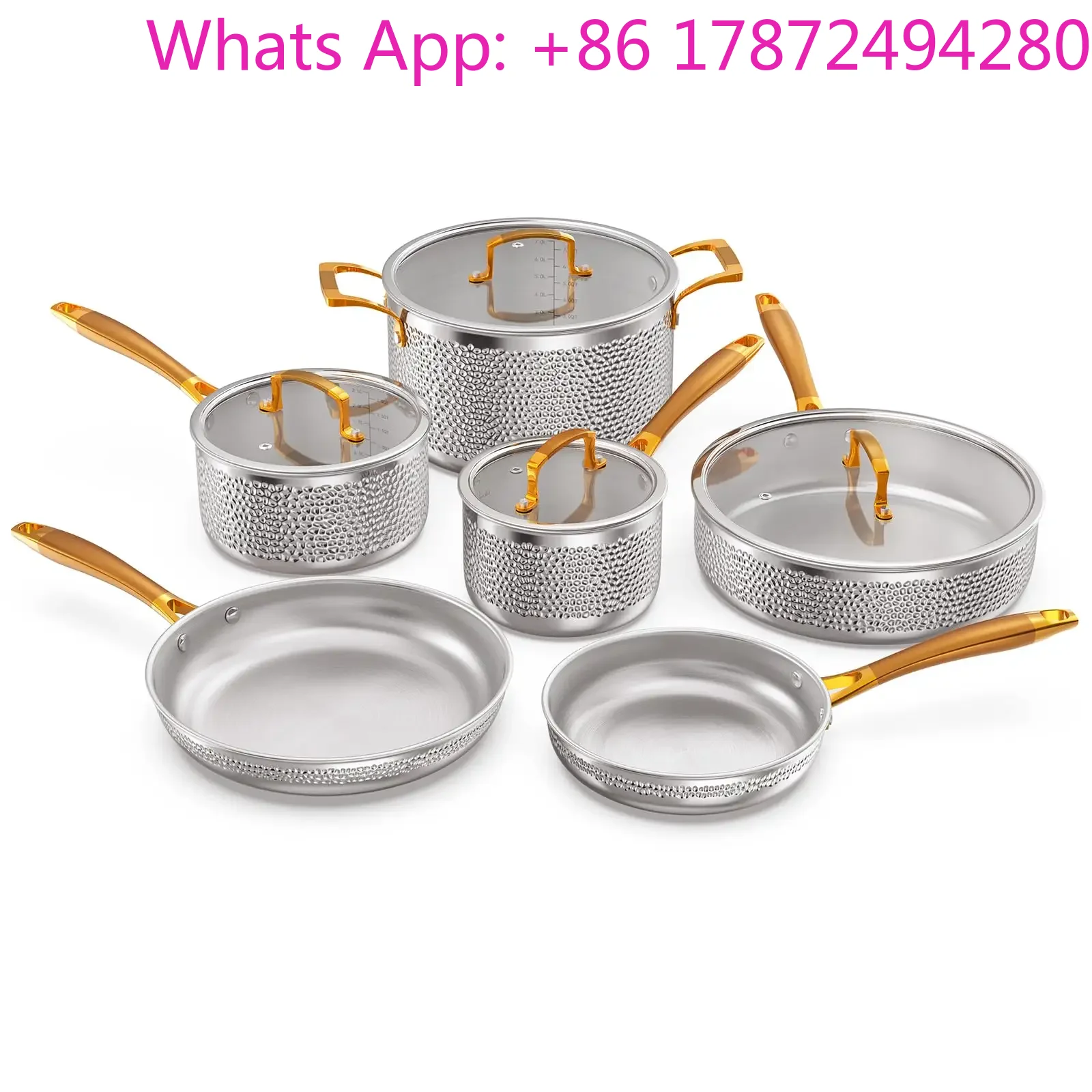 10  Pcs High Quality Multi-purpose Easy to Use  Stainless Steel Non-stick Pan Cookware Sets